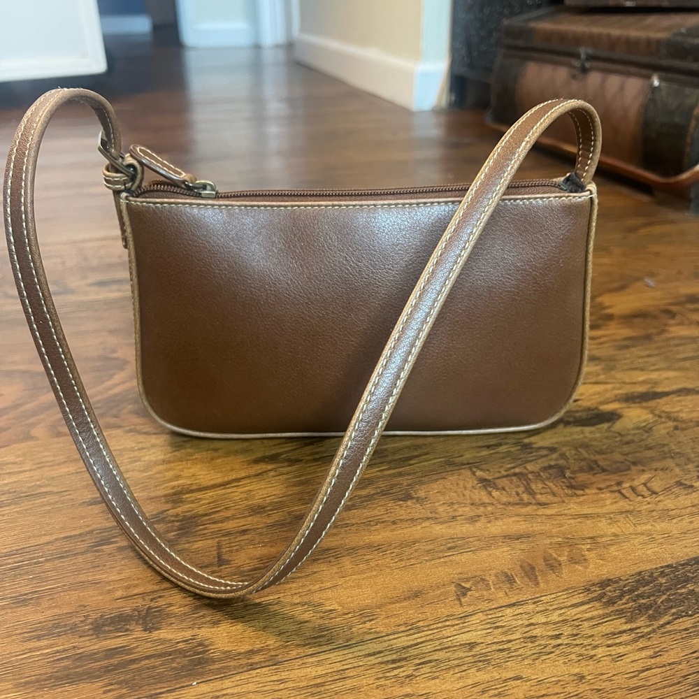 Elegant Brown Leather Shoulder Bag( Liz claiborner )